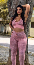 Load image into Gallery viewer, Rose Leopard Scrunch Butt Leggings Two Piece Set