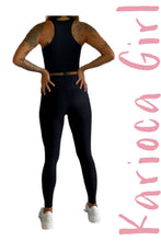 Load image into Gallery viewer, Set Legging Jacar and Top Brazilian Fantasy Black