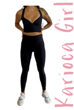 Load image into Gallery viewer, Set Legging Jacar and Top Brazilian Fantasy Black