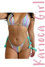 Load image into Gallery viewer, Bikini Set Geovanella Rainbow Striped & Green Candy - Reversible